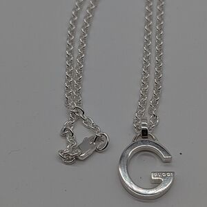 Gucci Sterling Silver G Pendant Necklace